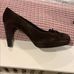 Stuart Weitzman suede platform shoe